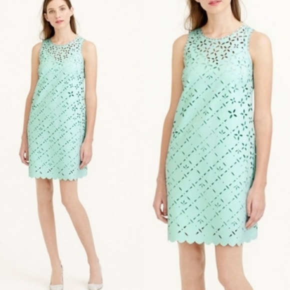 J.Crew LASER-CUT FLORAL SHIFT DRESS - Picture 2 of 7